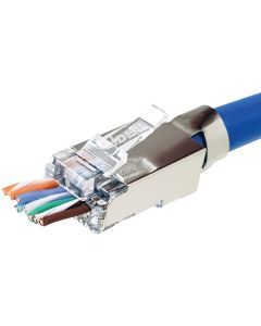 IDEAL 85-368 Shielded Feed-Thru CAT-6A/6/5-E Modular Plugs for Larger Diameter Conductors, 25-Pack